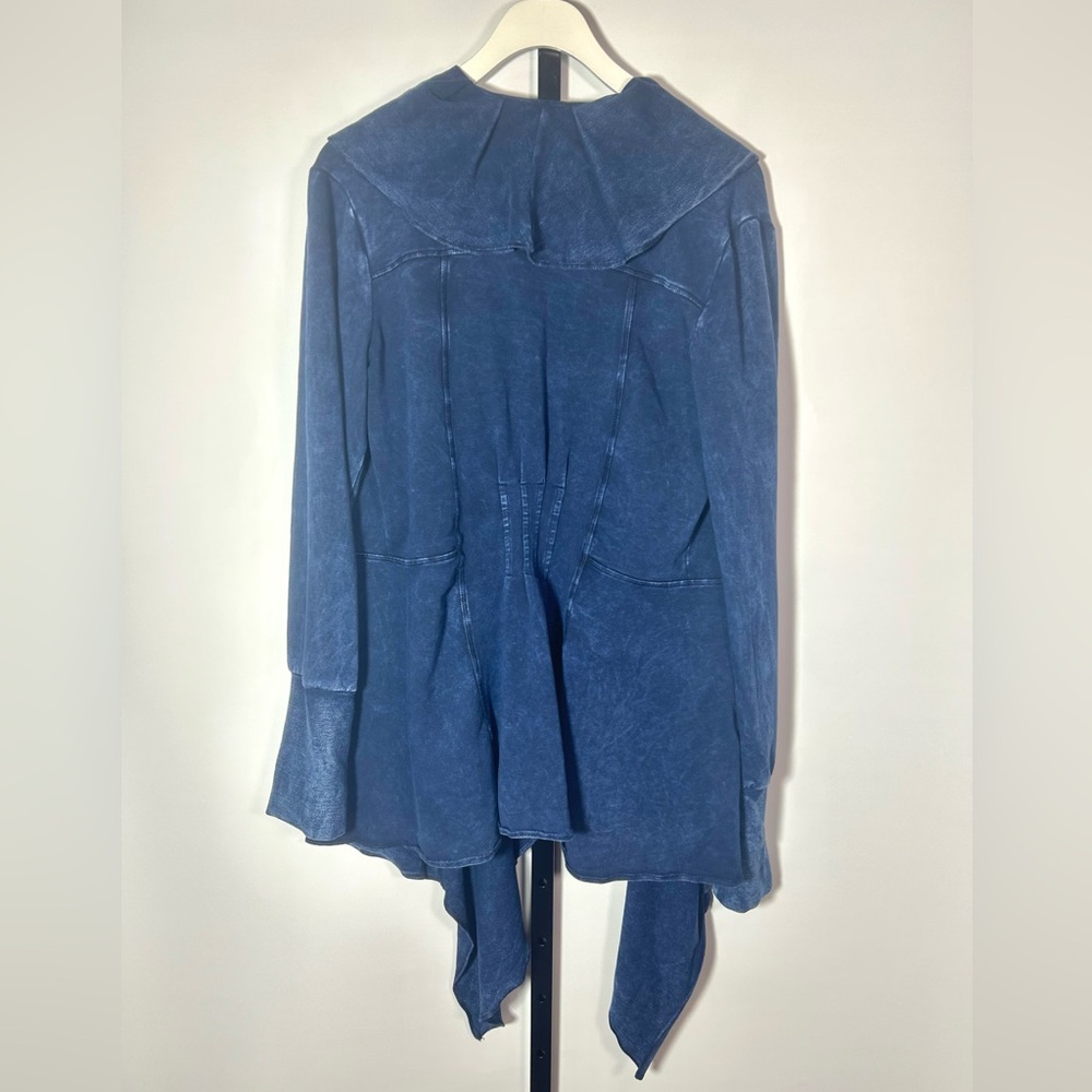 Testimony LA Blue Distressed Style Open Front Stretch Cardigan Jacket Size M - Picture 10 of 13